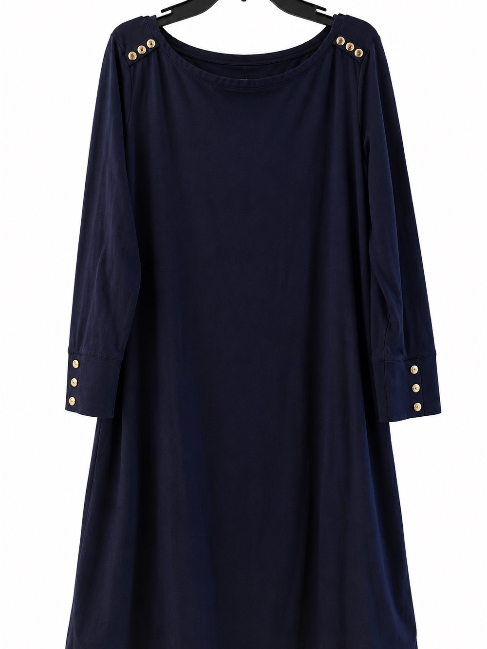 Lilly Pulitzer Sophie Dress True Navy Gold Buttons UPF 50+ L